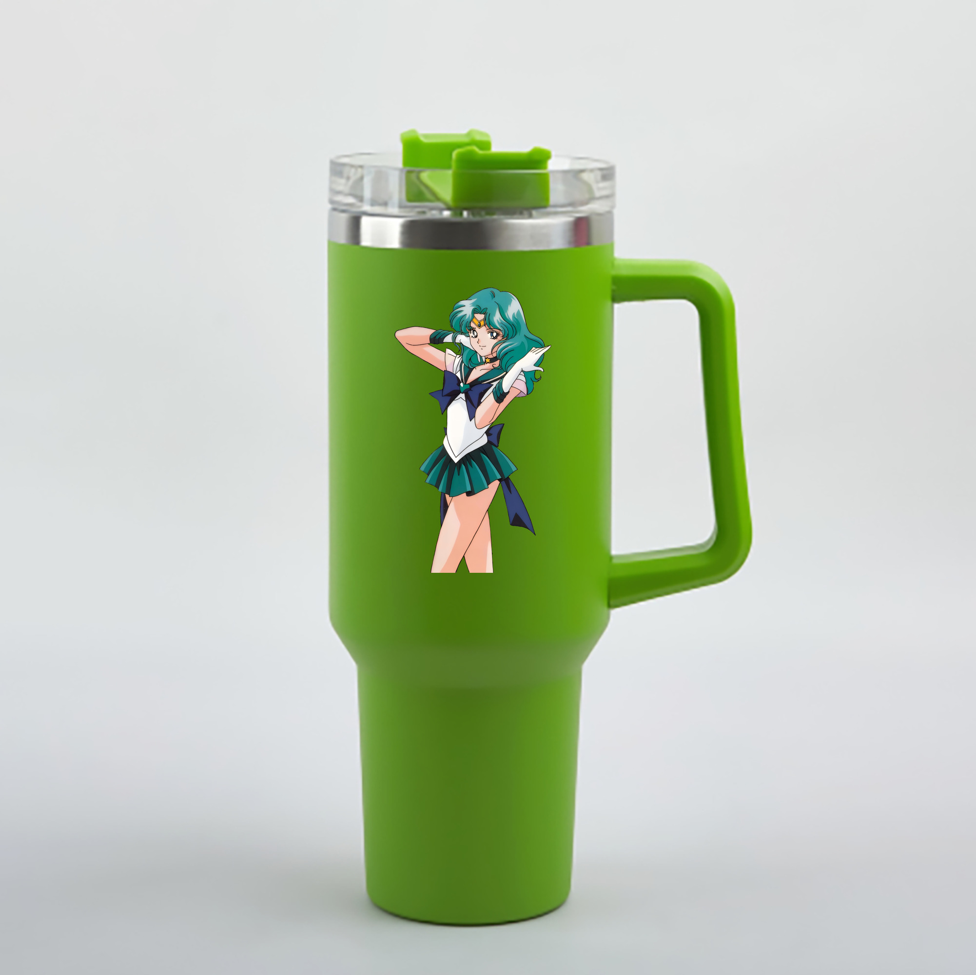 （画像用） 美少女戦士セーラームーン 海王 みちる（かいおう みちる） Sailor Moon Kaiou Michiru 1200mL車用タンブラー - クリスタルステッカー（プラスチックストロー付き）
